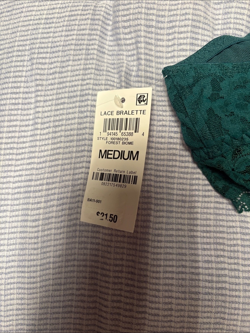 Lace V-Neck Bralette in Deep Teal Green - Women's Intimates - Picture 2 of 3